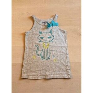 OshKosh B'gosh Gray Tank Top with Teal Cat and Yellow Accents